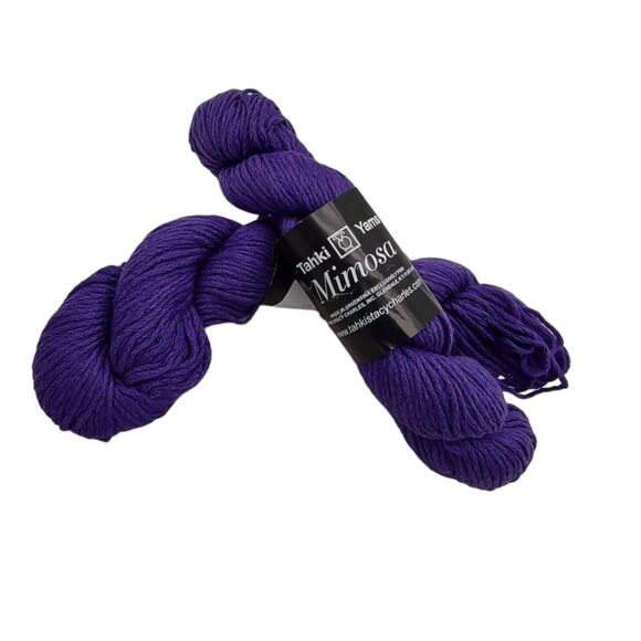 2 Skeins Mimosa by Tahki Yarns 50% Cotton, 40% Silk, 10% Cashmere Violet No.009 - Picture 4 of 7